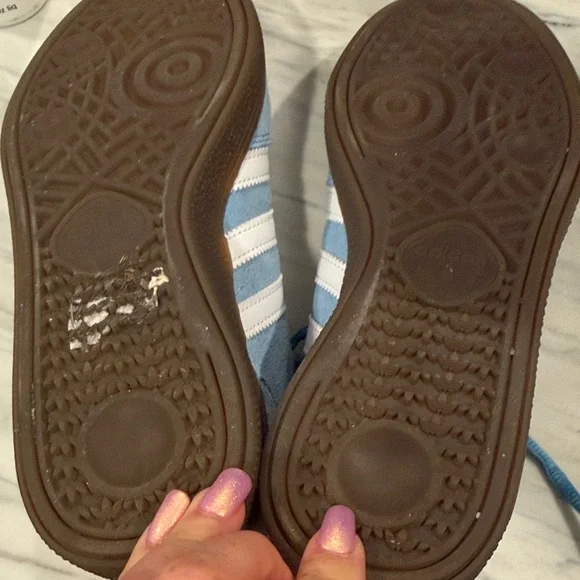 adidas Samba Suede Sneakers in Sky Blue and White with Gum Sole - Picture 7 of 7